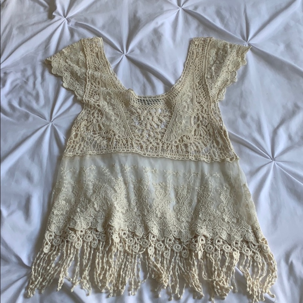 Cream embroidered top
